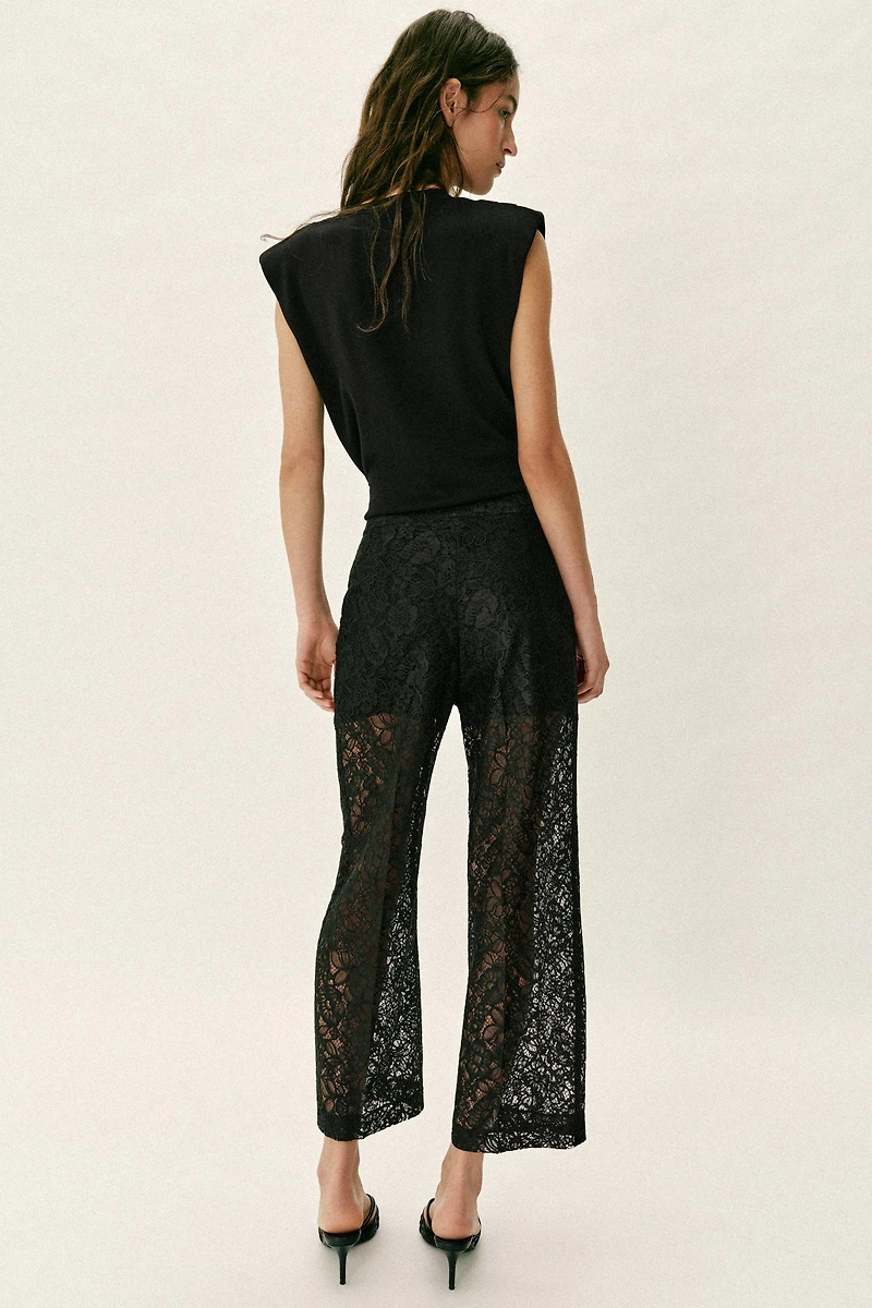PANTALON DROIT DENTELLE