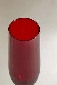 CRYSTALLINE CHRISTMAS FLUTE GLASS WITH RAISED DESIGN