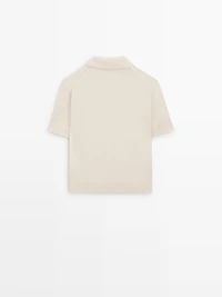 Wool blend knit polo sweater