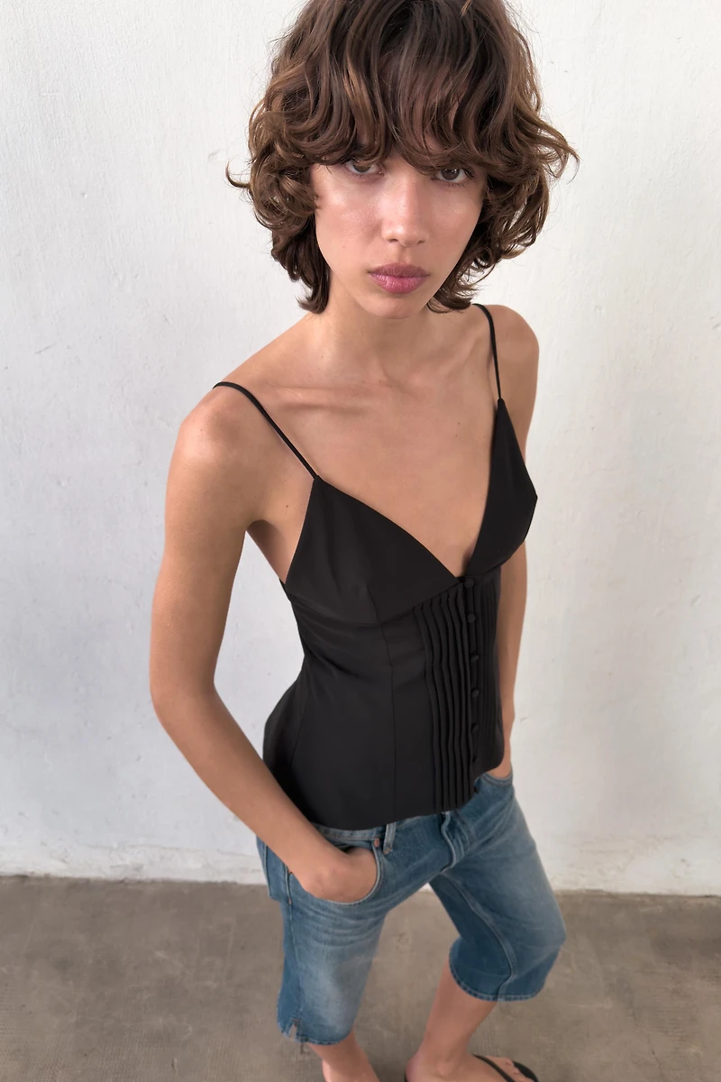 PLEATED STRAP TOP