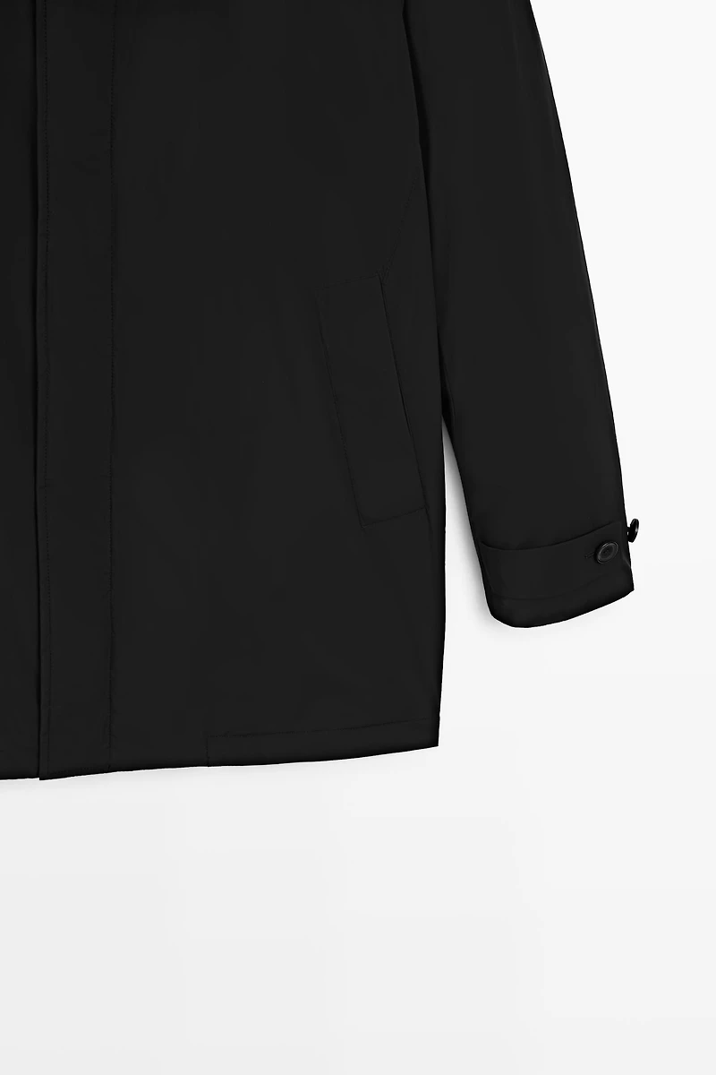 Technical fabric trench coat