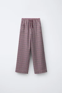 TEXTURED HOUNDSTOOTH WIDE LEG PANTS