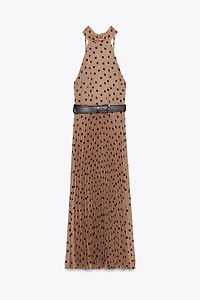 ROBE MIDI À POIS ET CEINTURE