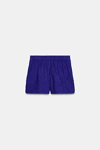 EMBROIDERED EYELET SHORTS