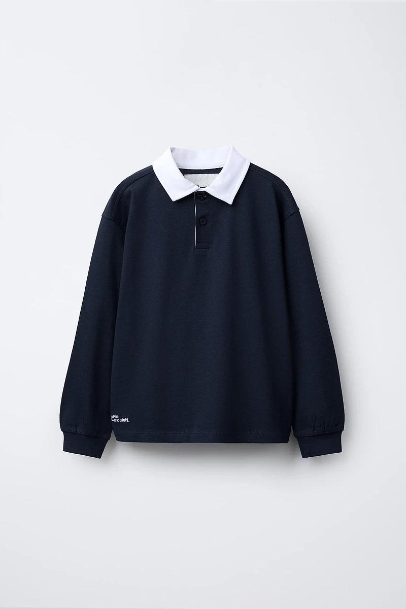 CONTRAST COLLAR ELBOW PATCH POLO SHIRT