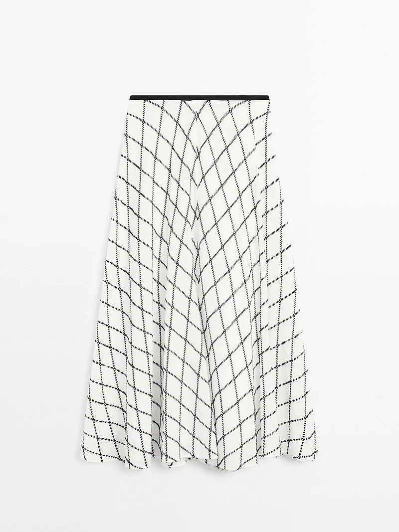 Flared check midi skirt
