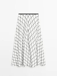 Flared check midi skirt
