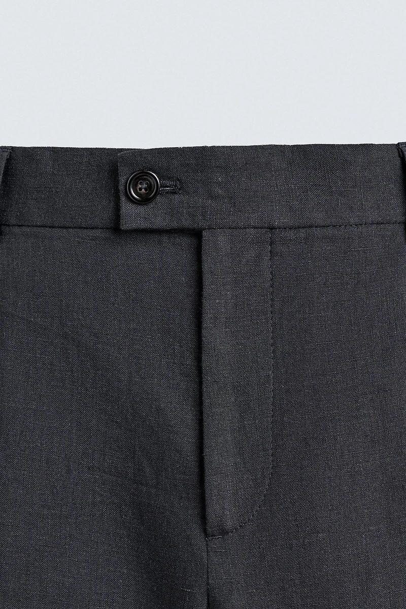 100% LINEN REGULAR FIT SUIT PANTS