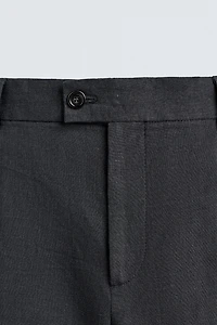 100% LINEN REGULAR FIT SUIT PANTS