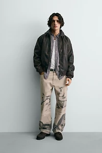EMBOSSED FAUX LEATHER FORD © BOMBER JACKET