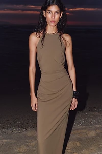 HALTER MIDI DRESS WITH TRIM