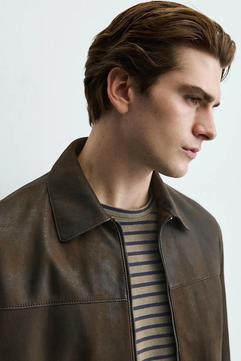 VINTAGE EFFECT LEATHER JACKET