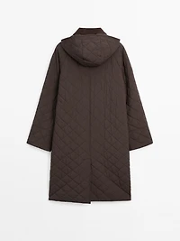 Long water-repellent coat with corduroy detail