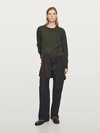 Wool blend knit V-neck sweater