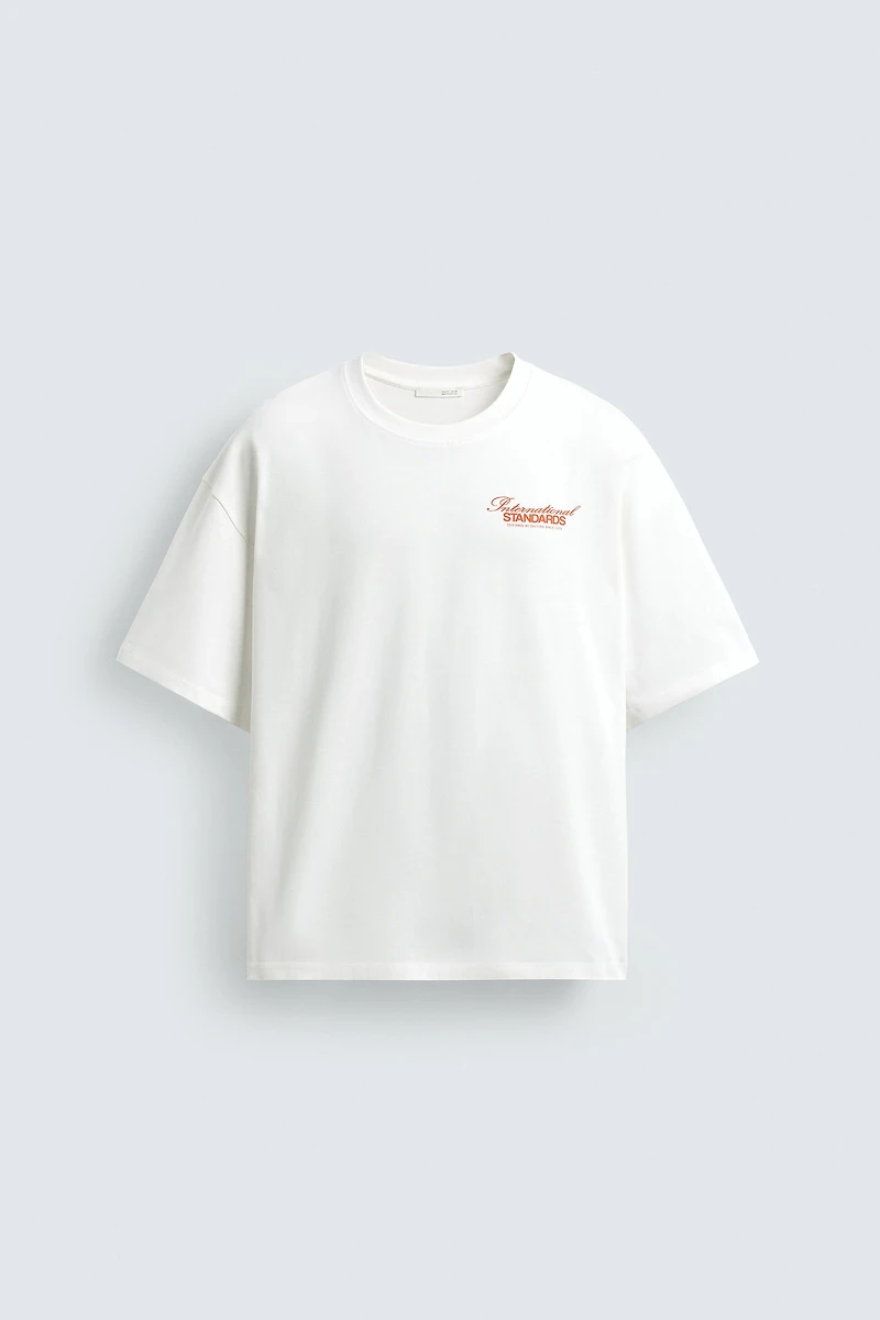 CONTRASTING TEXT PRINT T-SHIRT