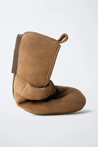LEATHER RUCHED BALLET FLATS