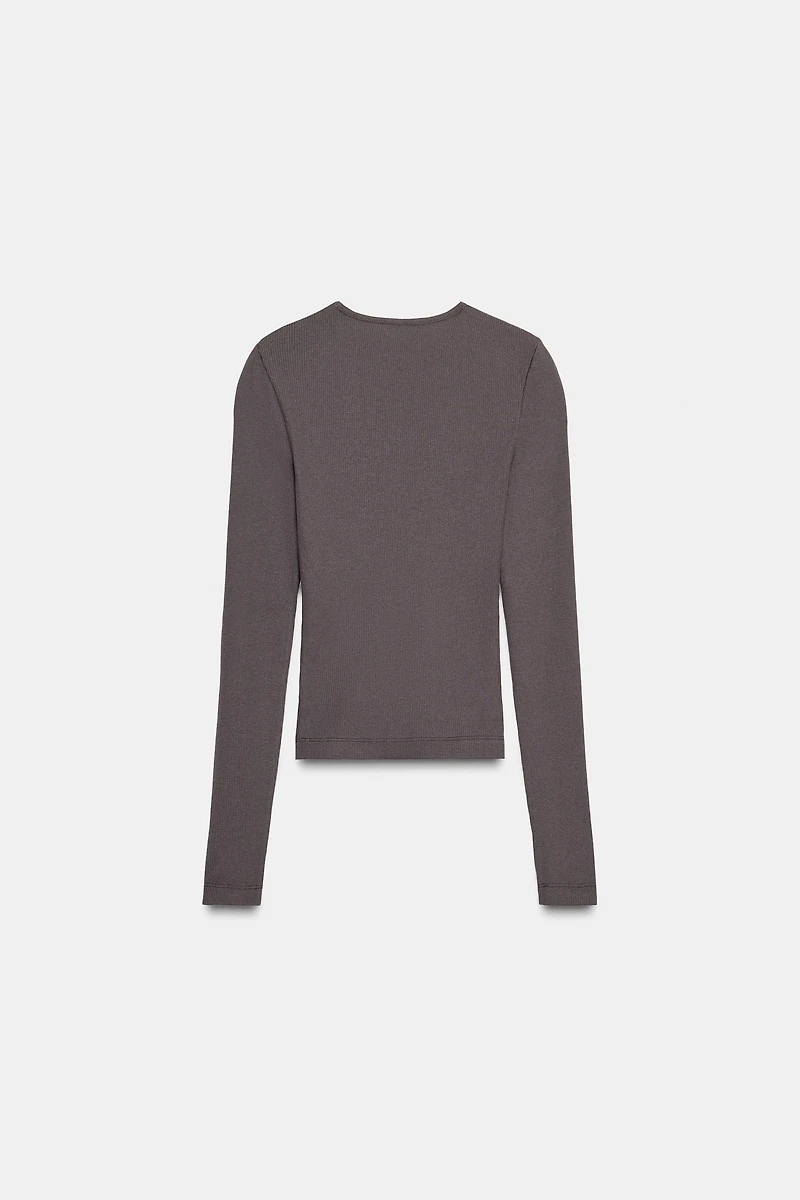 LONG SLEEVE RIBBED TOP