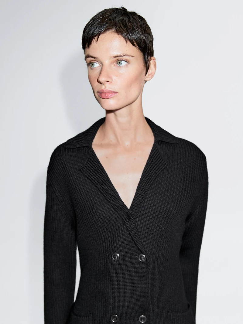 Cardigan double boutonnage 100 % laine