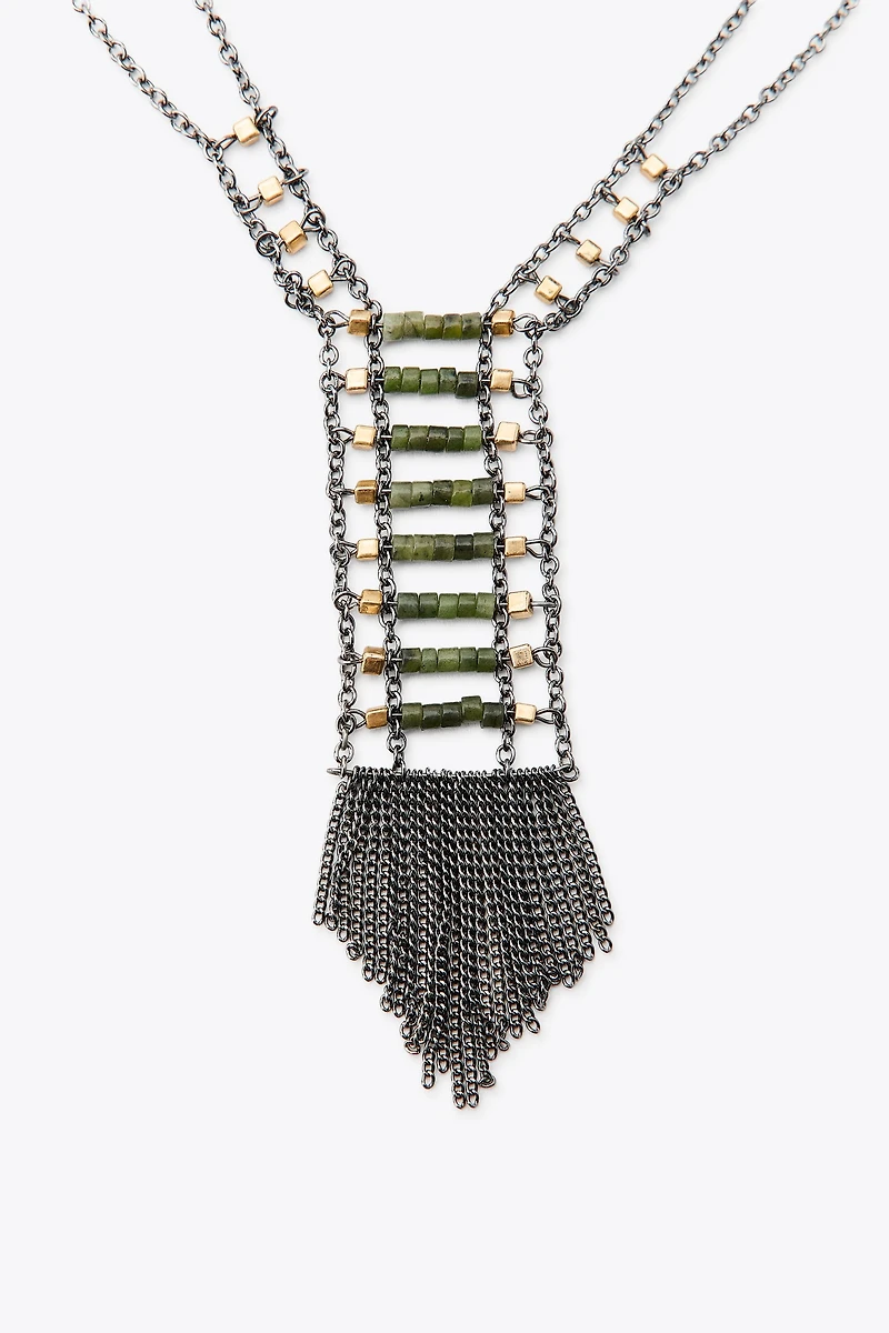 2-PACK BEADED FRINGE NECKLACES