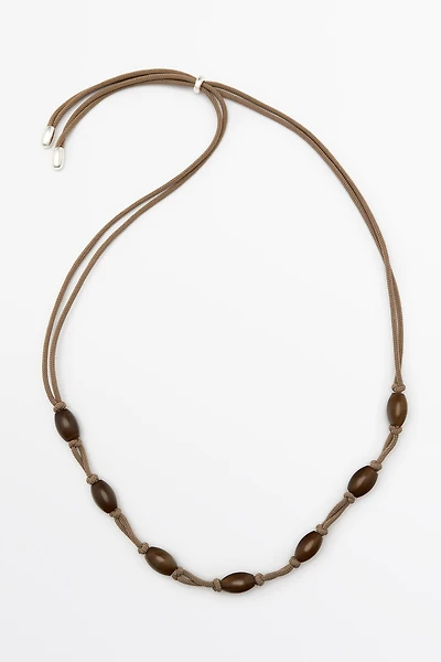 Gem-effect bead cord necklace