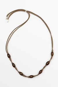 Gem-effect bead cord necklace