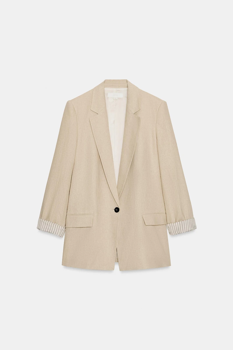 VESTE AVEC LIN À MANCHES RETROUSSÉES