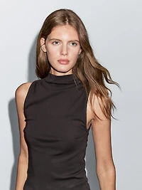 100% cotton funnel neck top