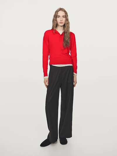 Pull en maille col montant boutonné
