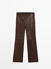 Nappa leather bell bottom trousers