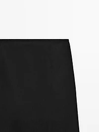 Straight linen blend midi skirt