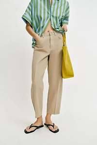 PANTALON BARREL À RAYURE PLISSÉE