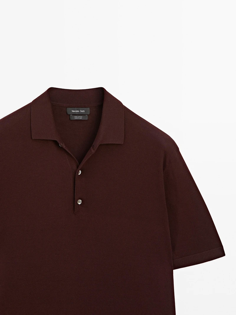 Short sleeve knit polo shirt