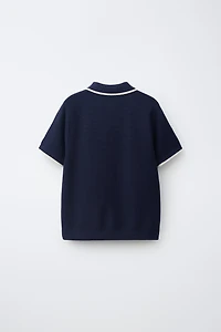 CONTRAST PIPING RIBBED KNIT POLO