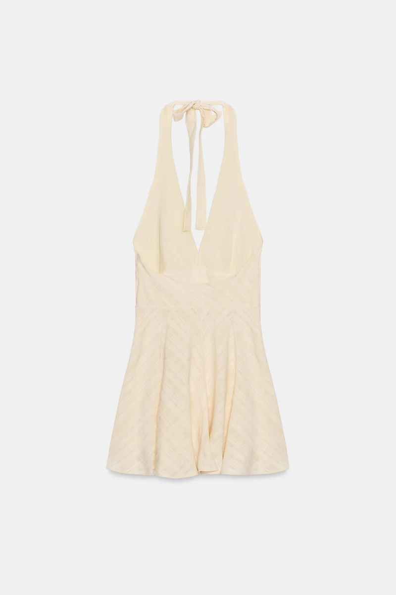 RUSTIC HALTER NECK MINI DRESS