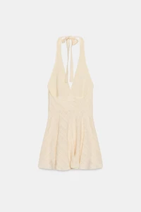 RUSTIC HALTER NECK MINI DRESS