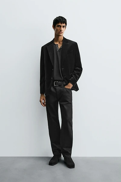 REGULAR FIT VELVET BLAZER