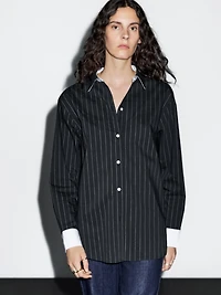 Striped shirt with contrast detail
