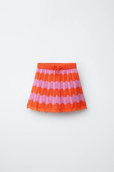 STRIPED CROCHET KNIT SKIRT