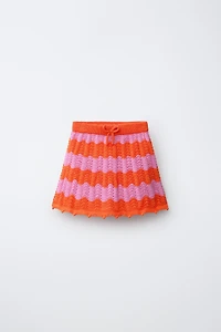 STRIPED CROCHET KNIT SKIRT