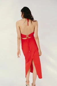 DRAPED CUT-OUT TUBE MIDI DRESS