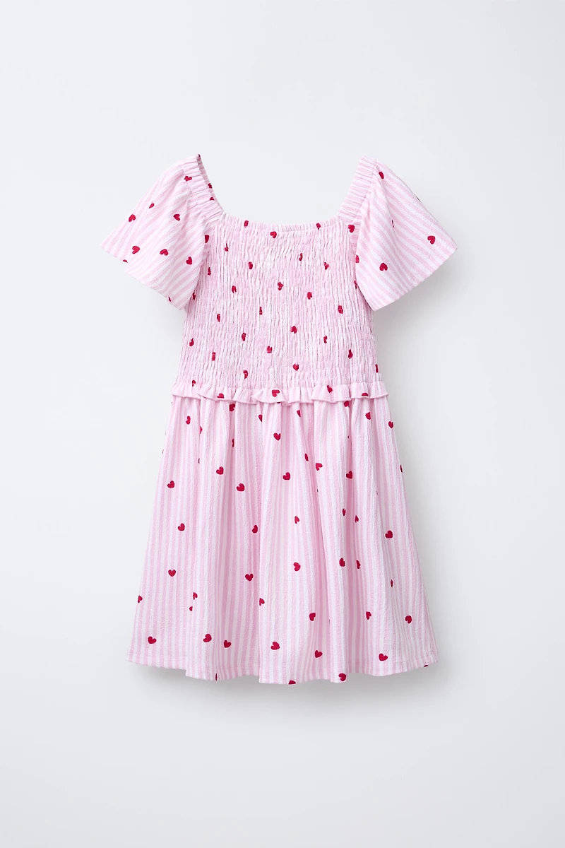 STRIPED AND HEART PRINT DRESS