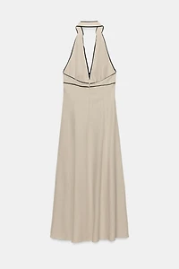 LINEN CONTRAST TRIM DRESS