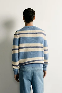 WASHED STRIPED JACQUARD REGULAR FIT SWEATER