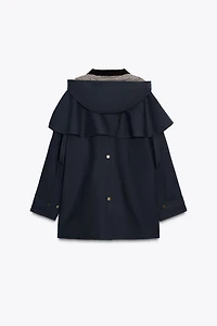 LIMITED EDITION CONTRAST COLLAR HOODIE TRENCH COAT ZW COLLECTION