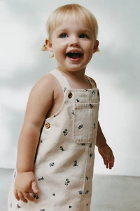FLORAL TWILL OVERALL DRESS AND PANTIES