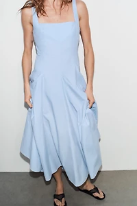 POPLIN GODET DRESS