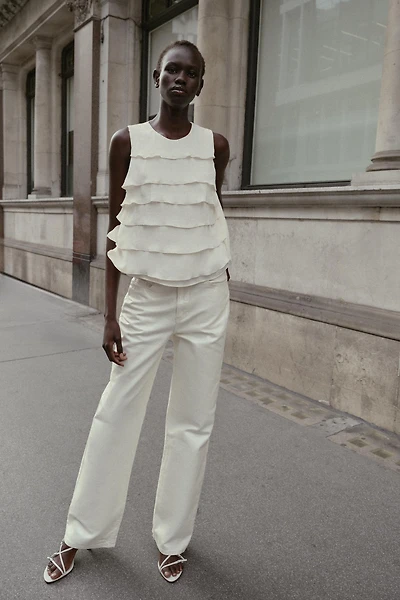 RUFFLED SATIN EFFECT TOP