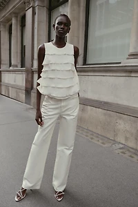 RUFFLED SATIN EFFECT TOP