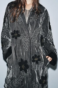 EMBROIDERED VELVET KIMONO ZW COLLECTION LIMITED EDITION