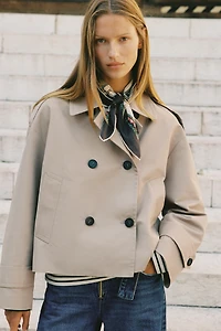 DOUBLE BREASTED SHORT TRENCH COAT